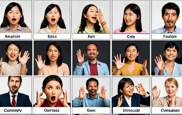 **Image of Body Language in Communication**:
"A diverse group of people from different cultures engaged in a conversation, showcasing various body language styles. Highlight gestures, facial expressions, and postures that differ across cultures, such as an Italian using lively gestures, a Japanese person with a respectful demeanor, and a German displaying directness."