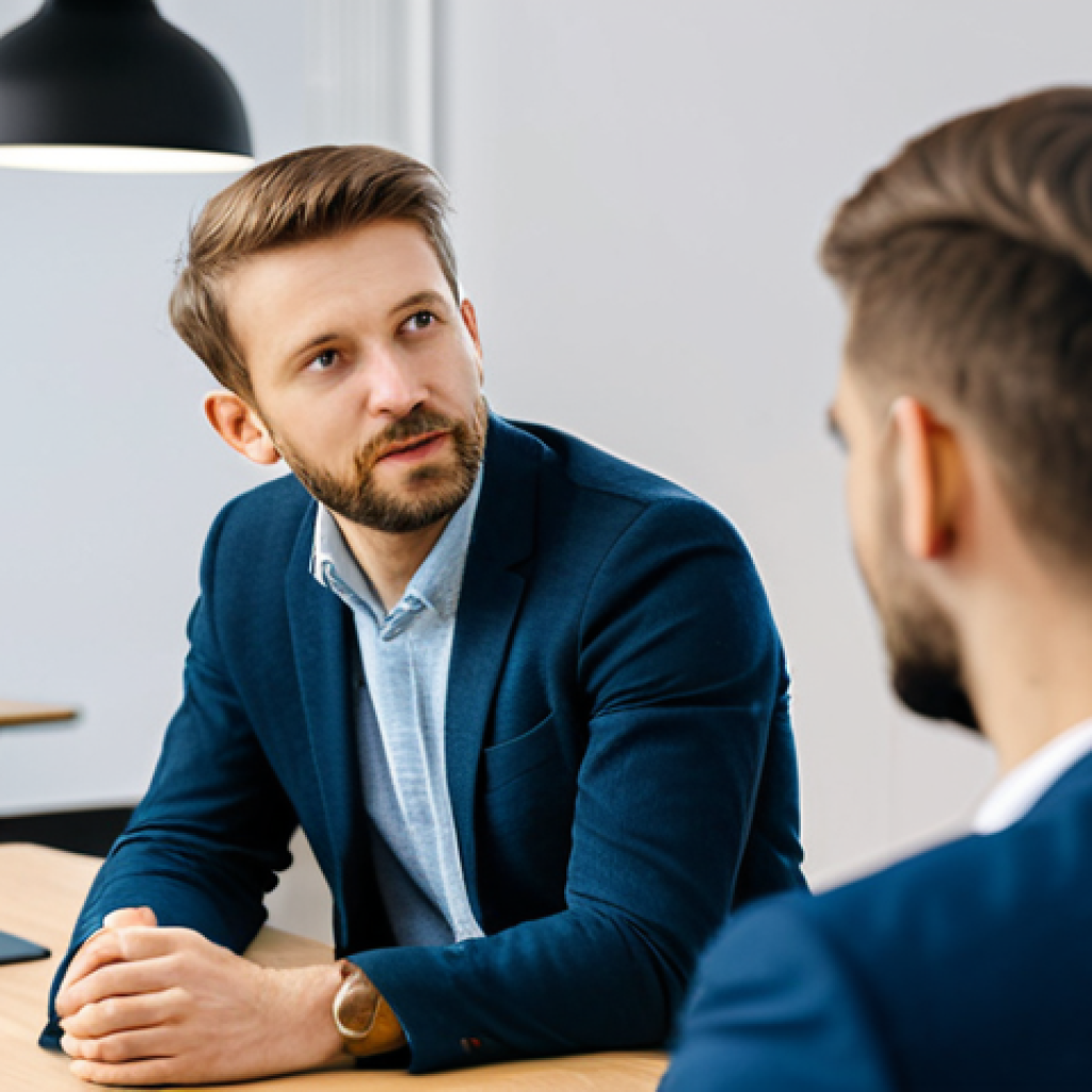 상황 분석을 통한 커뮤니케이션 전략 - Active Listening in a Business Setting**
"A professional coach, fully clothed in smart casual attir...