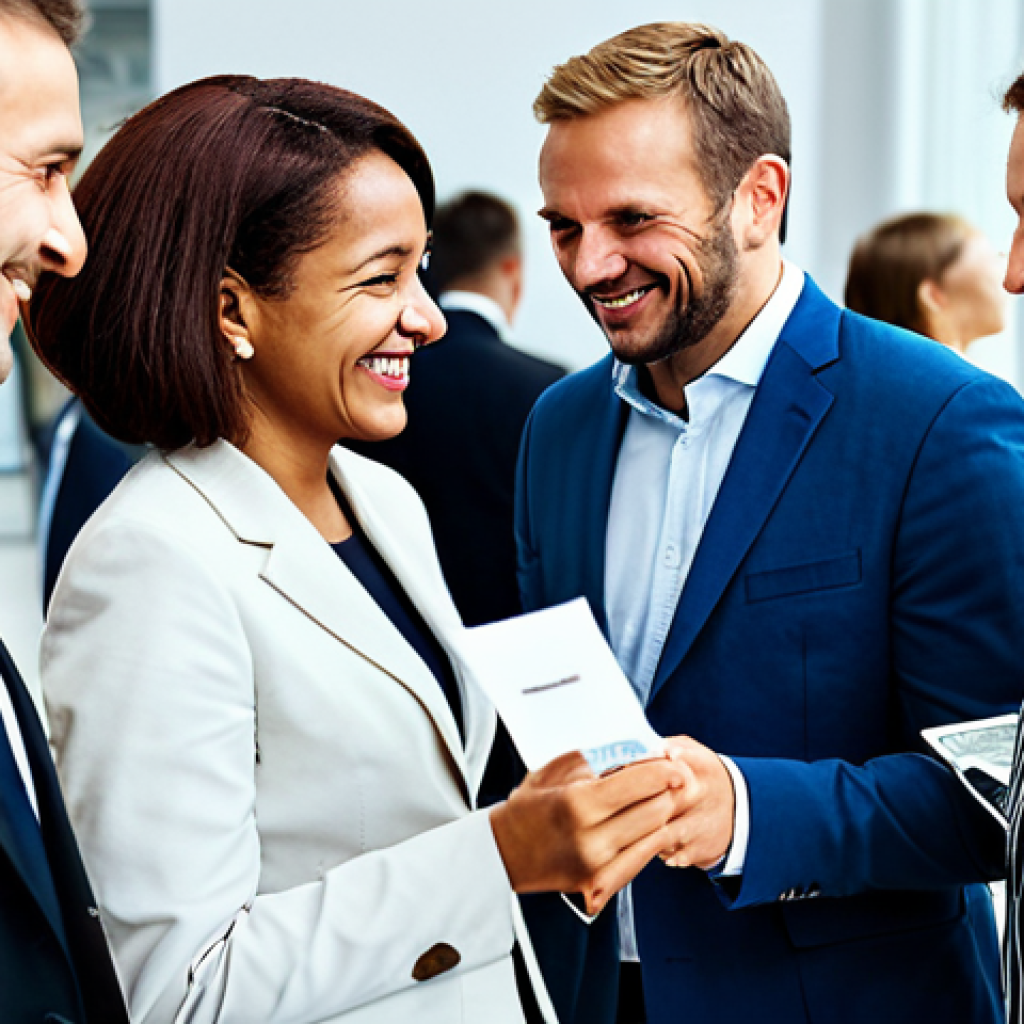 상황별 소통에서의 비즈니스 기회 - **Prompt:** A diverse group of business professionals engaged in a lively networking event in Berlin...