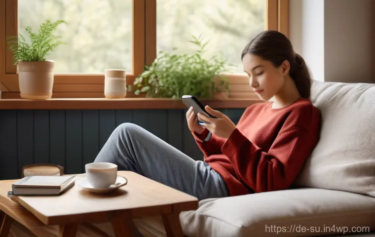 상황에 맞춘 정보 전달 기법 - **Prompt 1: Digital Detox in a Cozy Retreat**
    "A serene, cozy indoor scene bathed in soft, warm ...