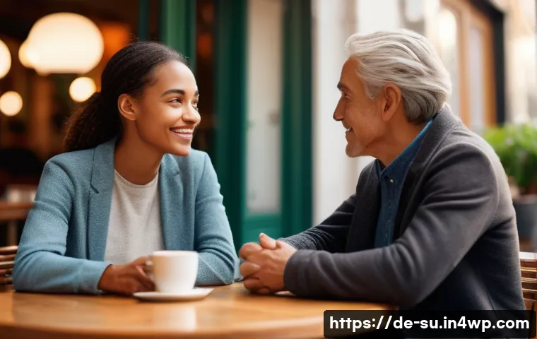 상황별 커뮤니케이션에서의 효과적인 전달 - **Prompt 1: Empathetic Connection in Dialogue**
"A candid shot of two diverse adults, a young wo...