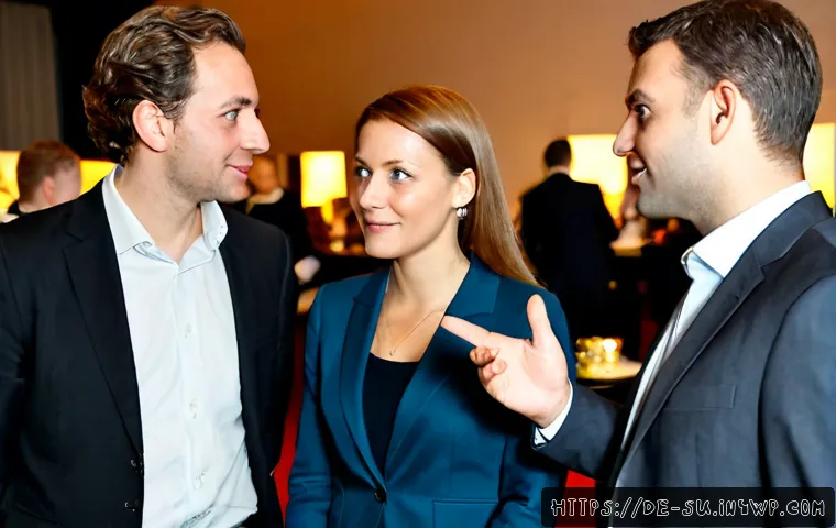 Home 17 상황에 맞춘 네트워킹 전략 - Photorealistic business networking at a refined Berlin industry reception, a confident professional ...